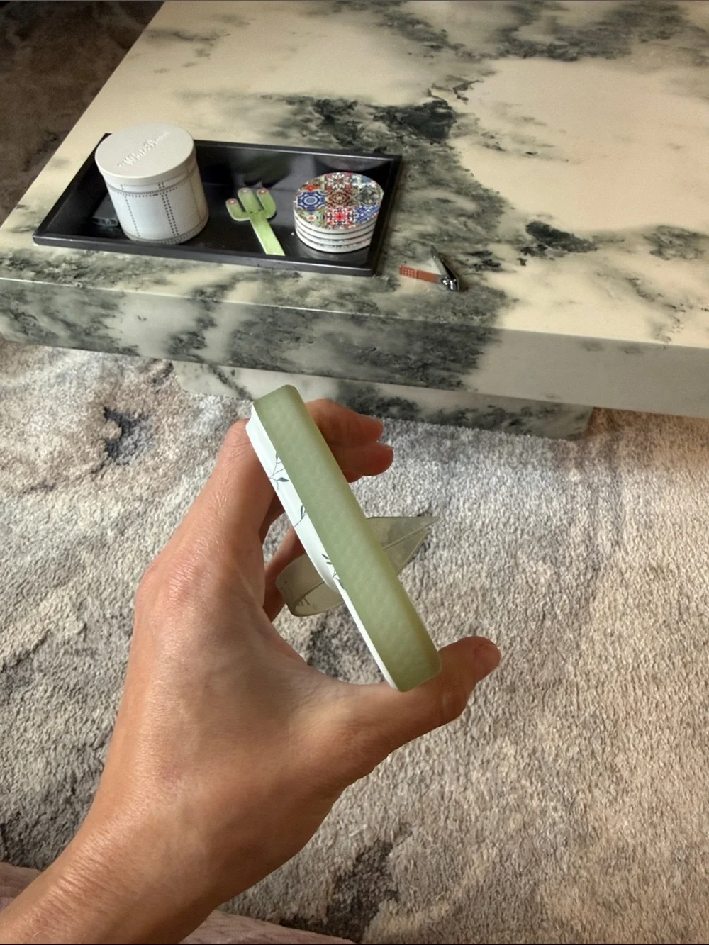 Loopy Floral Print Phone Case in Sage Green - IPhone 16 Pro